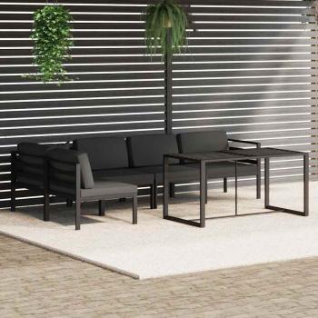 ARDEBO.de - 6-tlg. Garten-Lounge-Set mit Kissen Aluminium Anthrazit