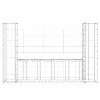 Gabionenkorb U-Form mit 2 Säulen Eisen 140x20x100 cm