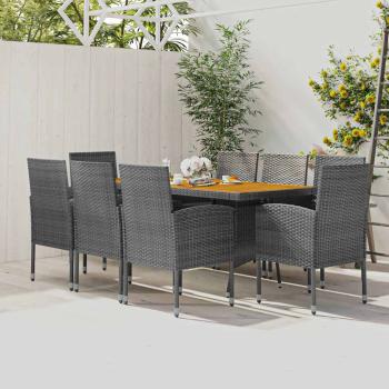 ARDEBO.de - 9-tlg. Garten-Essgruppe Poly Rattan Grau