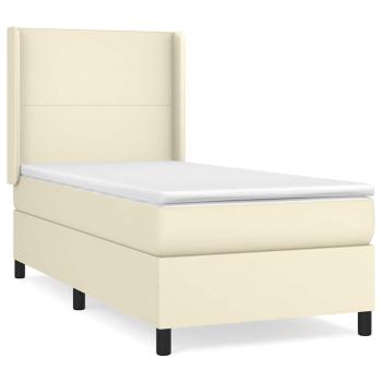 Boxspringbett mit Matratze Creme 90x190 cm Kunstleder