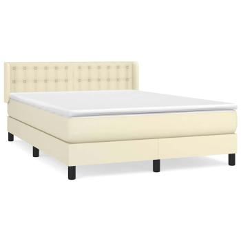 Boxspringbett mit Matratze Creme 140x190 cm Kunstleder