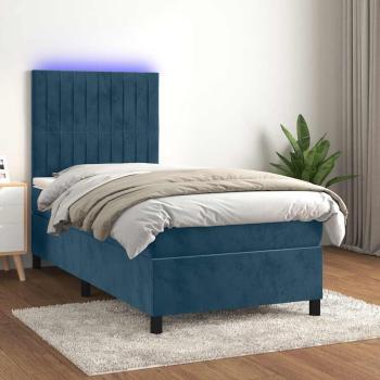 ARDEBO.de - Boxspringbett mit Matratze & LED Dunkelblau 80x200 cm Samt