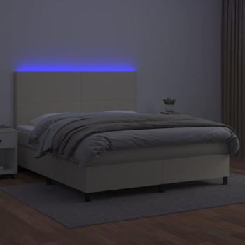 Boxspringbett mit Matratze & LED Creme 180x200 cm Kunstleder
