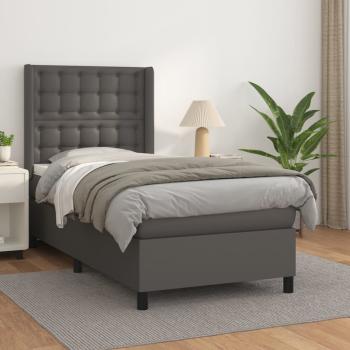ARDEBO.de - Boxspringbett mit Matratze Grau 80x200 cm Kunstleder