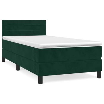 Boxspringbett mit Matratze Dunkelgrün 90x190 cm Samt