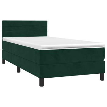 Boxspringbett mit Matratze Dunkelgrün 90x190 cm Samt