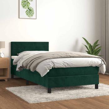 ARDEBO.de - Boxspringbett mit Matratze Dunkelgrün 90x200 cm Samt