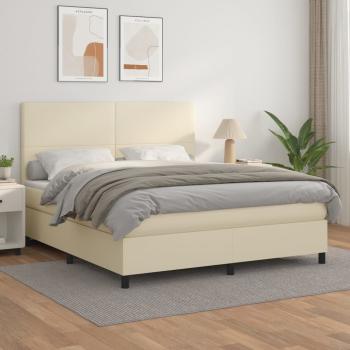 ARDEBO.de - Boxspringbett mit Matratze Creme 180x200 cm Kunstleder