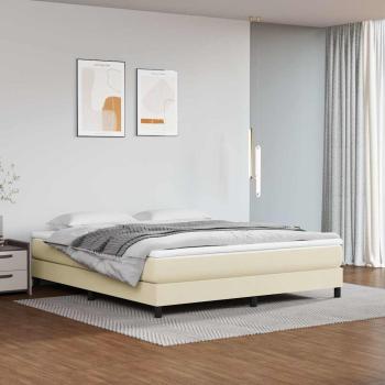 ARDEBO.de - Boxspringbett mit Matratze Creme 180x200 cm Kunstleder