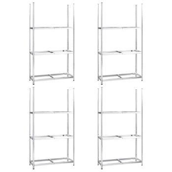 Reifenregale mit 3 B?den 4 Stk. Silbern 110x40x200 cm Stahl