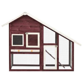 Kaninchenstall Mokka und Weiß 140x63x120 cm Tanne Massivholz