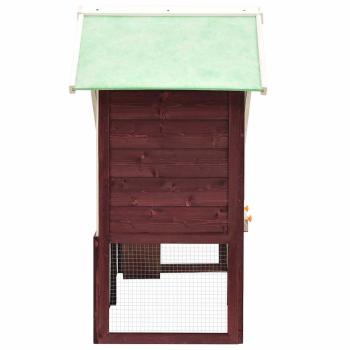 Kaninchenstall Mokka und Weiß 140x63x120 cm Tanne Massivholz