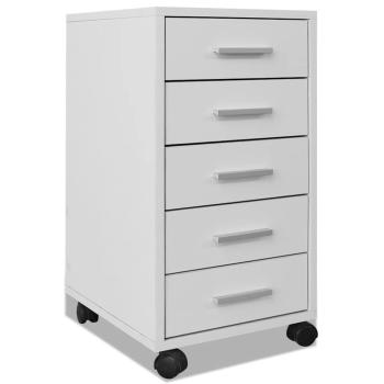 B?roschubladenschrank auf Rollen 5 Schubladen Wei?