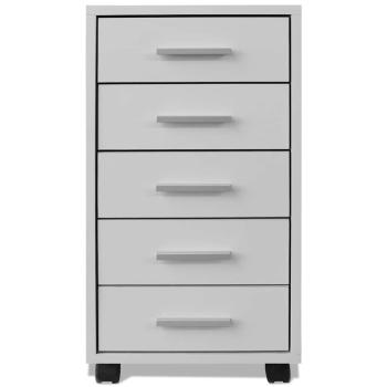 B?roschubladenschrank auf Rollen 5 Schubladen Wei?