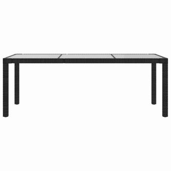 Gartentisch Schwarz 190x90x75 cm Gehärtetes Glas Poly Rattan