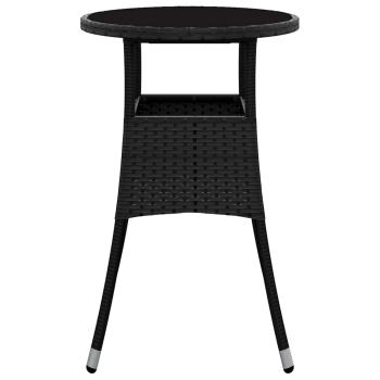 Gartentisch Ø60x75 cm Hartglas und Poly Rattan Schwarz