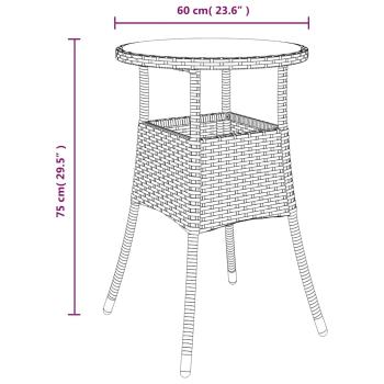 Gartentisch Ø60x75 cm Hartglas und Poly Rattan Beige