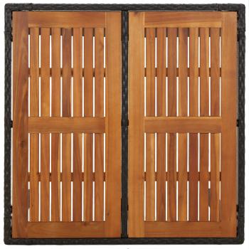 Gartentisch mit Holzplatte Schwarz 90x90x75 cm Poly Rattan