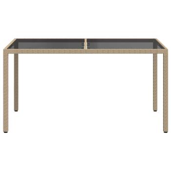 Gartentisch 150x90x75 cm Gehärtetes Glas Poly Rattan Beige