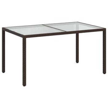 Gartentisch 150x90x75 cm Gehärtetes Glas Poly Rattan Braun