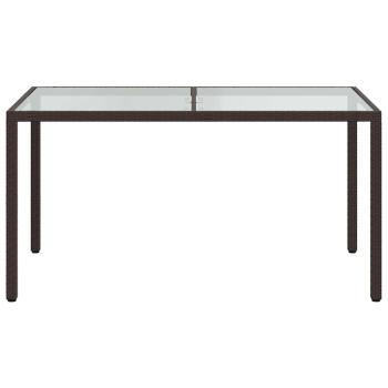 Gartentisch 150x90x75 cm Gehärtetes Glas Poly Rattan Braun