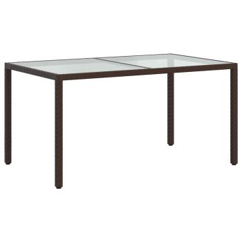 Gartentisch 150x90x75 cm Gehärtetes Glas Poly Rattan Braun