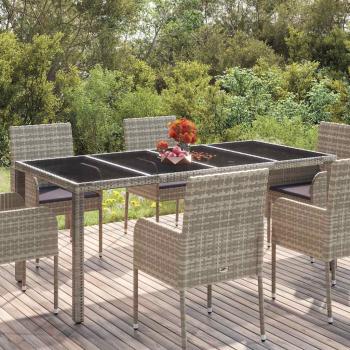 ARDEBO.de - Gartentisch mit Glasplatte Grau 190x90x75 cm Poly Rattan