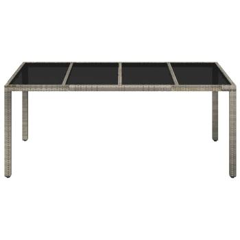 Gartentisch mit Glasplatte Grau 190x90x75 cm Poly Rattan