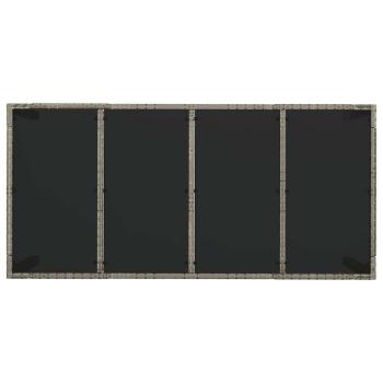 Gartentisch mit Glasplatte Grau 190x90x75 cm Poly Rattan