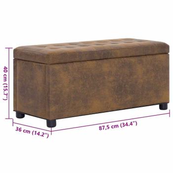 Ottoman mit Stauraum 87,5 cm Braun Wildleder-Optik