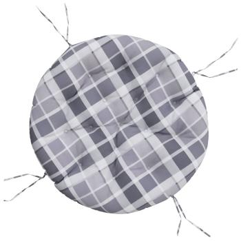 Kissen Rund Grau Karomuster Ø 100x11 cm Oxford-Gewebe