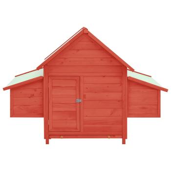 Hühnerstall Rot und Weiß 150x96x110 cm Massivholz Tanne