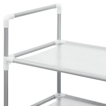 Schuhregal mit 10 Ablagen Metall und Vliesstoff Silbern