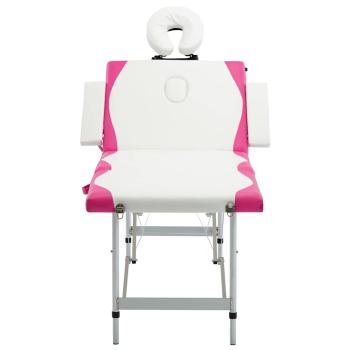 Massageliege Klappbar 4-Zonen Aluminiumgestell Weiß und Rosa