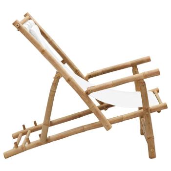 Liegestuhl Bambus und Canvas Cremewei?