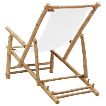 Liegestuhl Bambus und Canvas Cremewei?