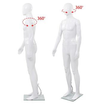 Männliche Schaufensterpuppe mit Glassockel Weiß 185 cm