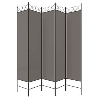 5-tlg. Paravent Anthrazit 200x220 cm Stoff