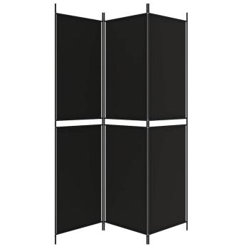 3-tlg. Paravent Schwarz 150x200 cm Stoff