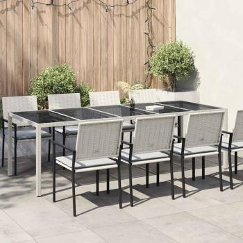 ARDEBO.de - Gartentisch Weiß 250x100x75 cm Poly Rattan und Hartglas
