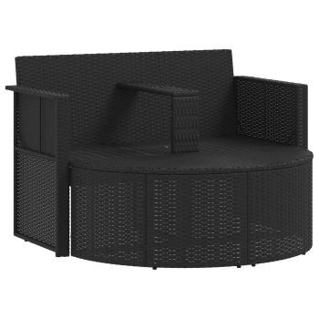 Gartenbett mit Sonnenschirm Braun Poly Rattan