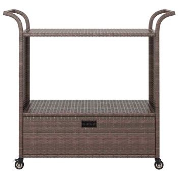 Barwagen mit Schublade Braun 100x45x97 cm Poly Rattan