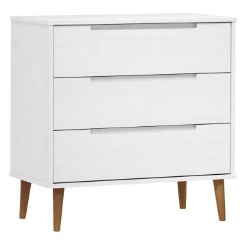 Schubladenschrank MOLDE Wei? 80x40x80 cm Massivholz Kiefer