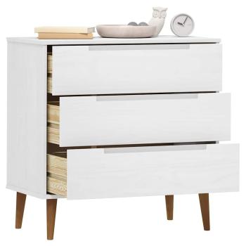 Schubladenschrank MOLDE Wei? 80x40x80 cm Massivholz Kiefer