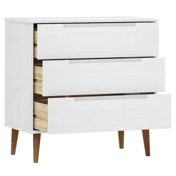 Schubladenschrank MOLDE Wei? 80x40x80 cm Massivholz Kiefer