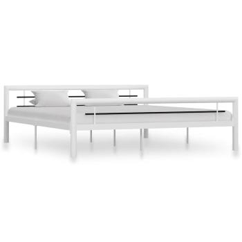 ARDEBO.de - Bettgestell Weiß und Schwarz Metall 180×200 cm