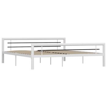 Bettgestell Weiß und Schwarz Metall 180×200 cm