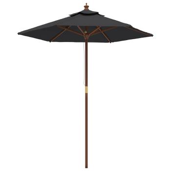 Sonnenschirm mit Holzmast Schwarz 196x231 cm