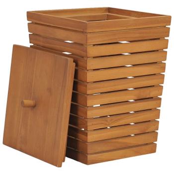 Wäschekorb 30×30×45 cm Teak Massivholz