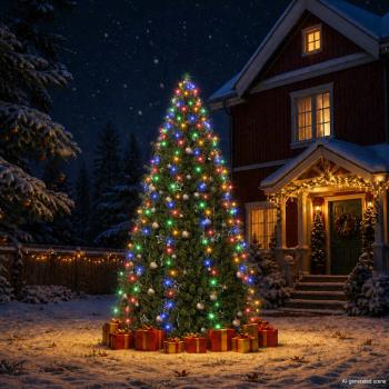 ARDEBO.de - Weihnachtsbaum-Lichternetz mit 300 LEDs Mehrfarbig 300 cm